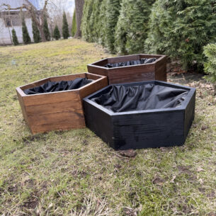 kuusnurkne puidust taime ja lillekast – 50 cm diameetriga